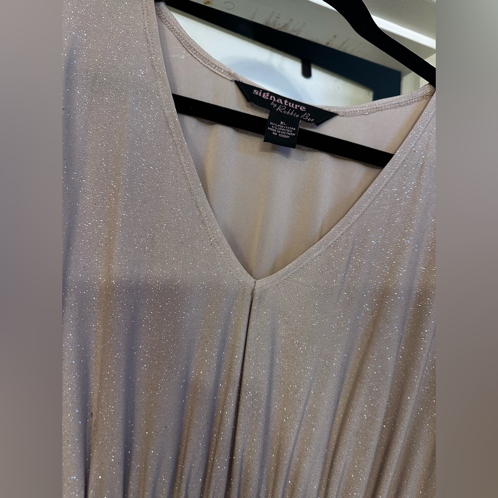 Signature by Robbie Bee Glittering Beige Gown